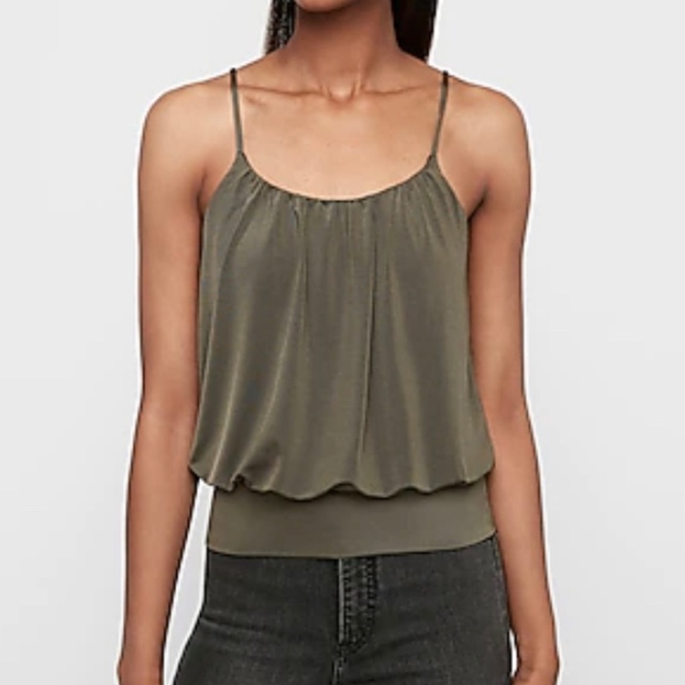 Express Satin Bubble Cami in Green, Size S, NWT
